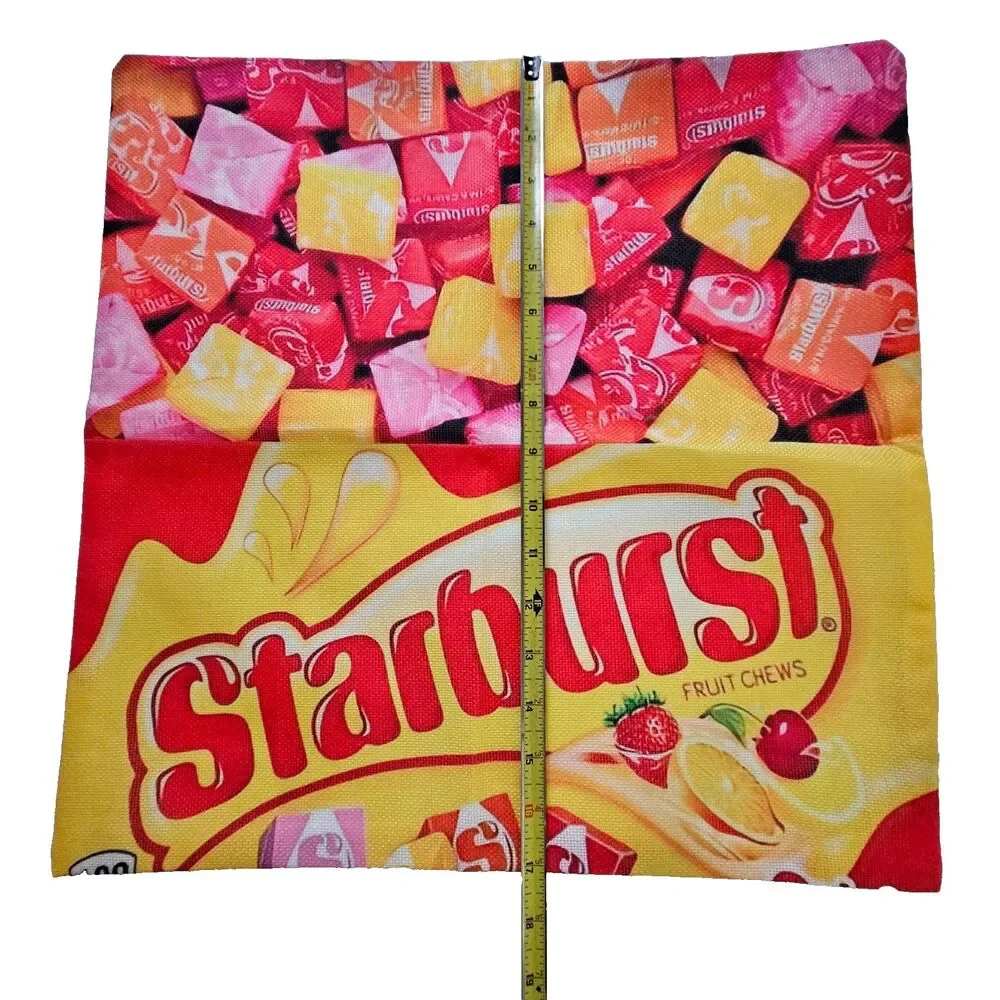 Pillow Shams Starburst Fruit Chews Noveltry Print Set of 2 Square 17.5 x 17.5